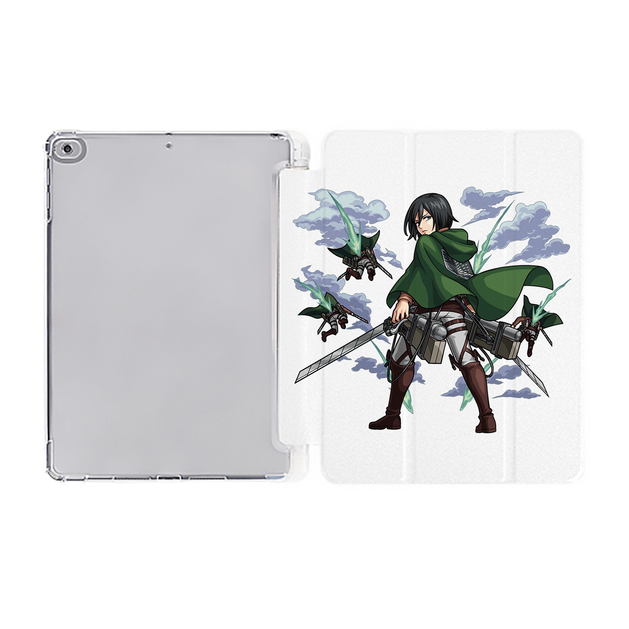（画像用） 進撃の巨人 ミカサ·アッカーマン Attack on Titan Mikasa Ackerman IPad ケース ペン収納付き 三つ折りスタンド PUレザー×シリコン 対応機種9.5/10.5/10.9インチ